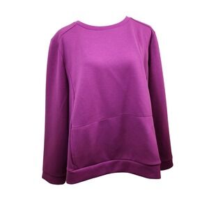 T by Talbots Purple Fuschia Crew Neck Sweatshirt Womens Size 2X Cozy Boxy Top